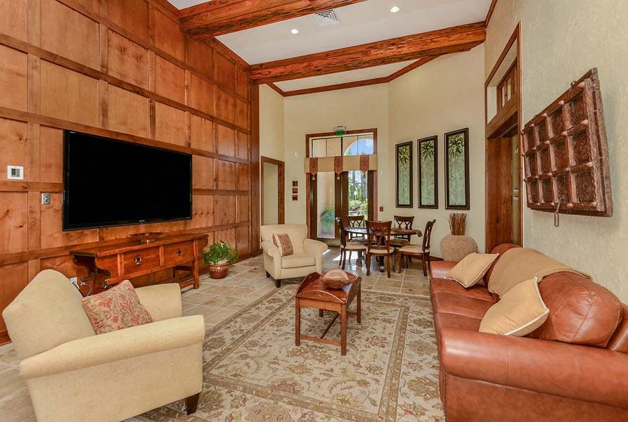 a living room with a couch and a television