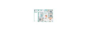 a floor plan of a house with blue and orange walls  at Palm Bay Club, Jacksonville