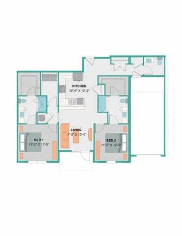 a blue and white floor plan of a house  at Palm Bay Club, Florida, 32258