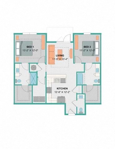 a floor plan of a house with a blue and white floor  at Palm Bay Club, Florida
