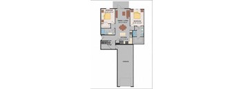 a floor plan of a small house with a garage  at Luxor Club, Jacksonville, Florida
