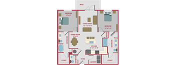 2 bed 2.5 bath floor plan  at Pinnacle Apartments, Florida