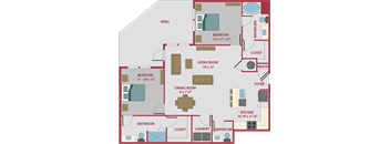 2 bed 2.5 bath floor plan A at Pinnacle Apartments, Jacksonville, FL, 32256