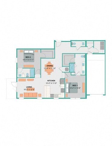 a blue and white floor plan of a house  at Palm Bay Club, Jacksonville, 32258
