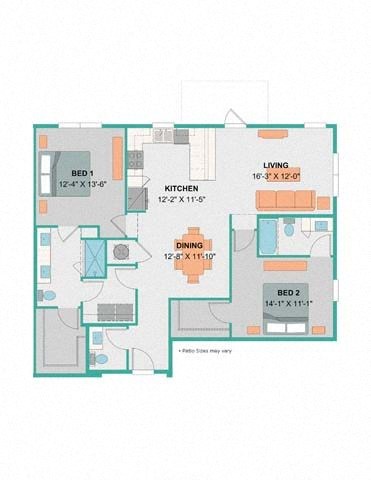 a blue and white floor plan of a house  at Palm Bay Club, Jacksonville, Florida