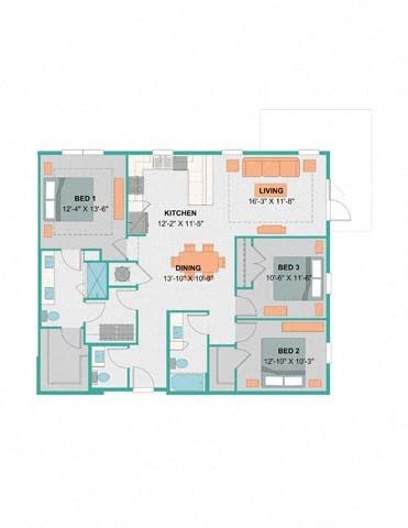 a blue and white floor plan of a house  at Palm Bay Club, Florida, 32258