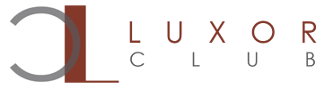 The image shows a stylized letter "J" in grey and red tones, followed by the words "LUXOR CLUB" in black text on a red background.