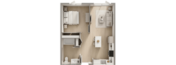 A modern bathroom with a toilet, sink, and bathtub.