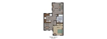 Tremont Green Mutual Housing Community 1 bedroom 1 bath floorplan