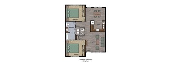 Tremont Green Mutual Housing Community 2 bedroom 1 bath flat floorplan