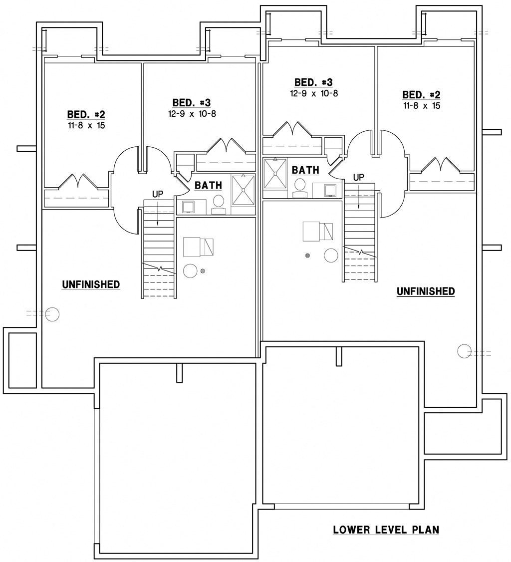 the layouts of three floor plans of a house with two levels and a lower level
