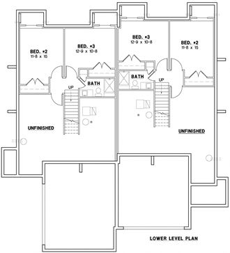 the layouts of three floor plans of a house with two levels and a lower level