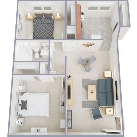 Two Bedroom One Bath 2nd Floor