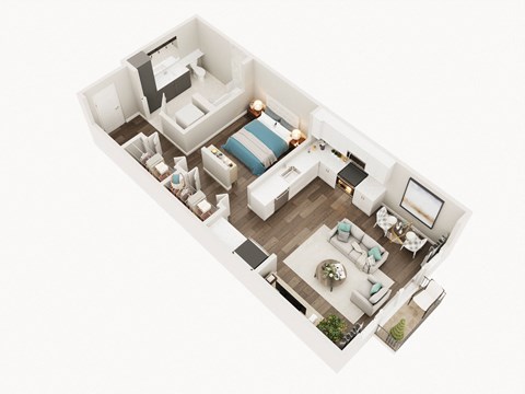 Lux Apartments Floor Plan Open One Bedroom One Bathroom B