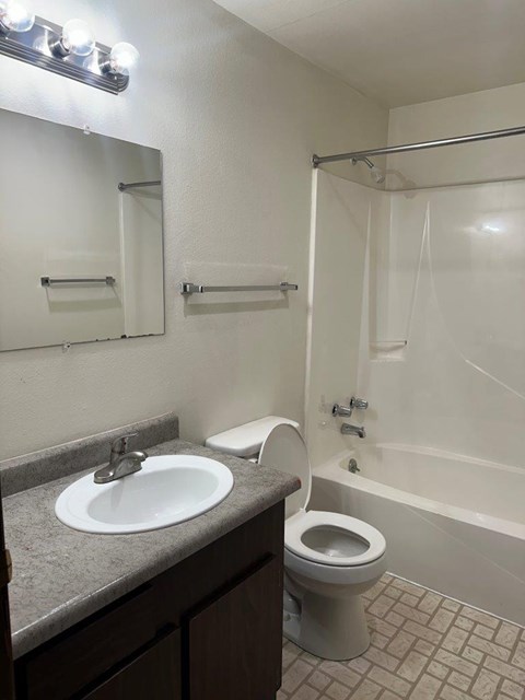 A white toilet sits next to a sink in a bathroom.