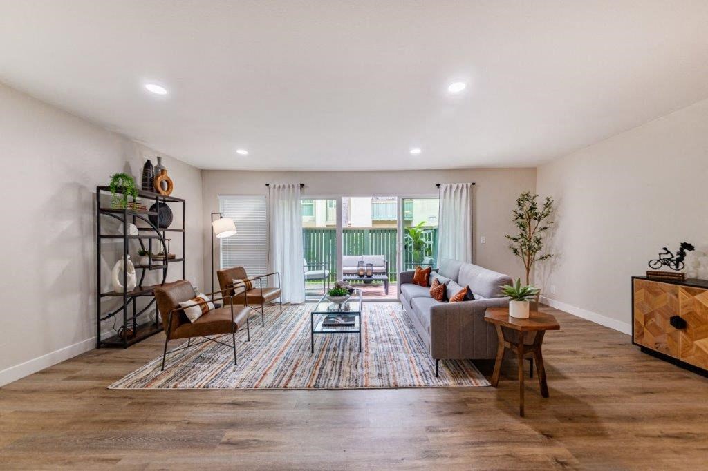 a living room with a couch and a table