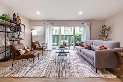 a living room with a couch and a coffee table