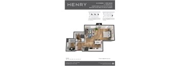 Henry Apartments Studio 3D Floor Plan