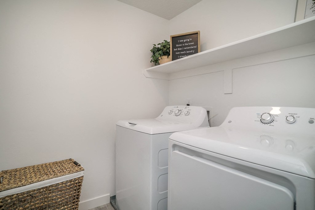 a washer and dryer in a laundry room