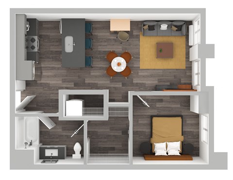 a1 floor plan  1 bedroom with 1 bath  129