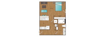 Main Street Flats Studio A + E Floor Plan