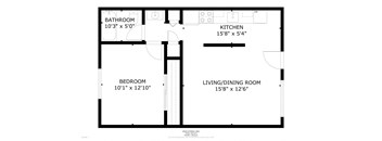 Creekside Apartments 1x1 A 2D Floor Plans