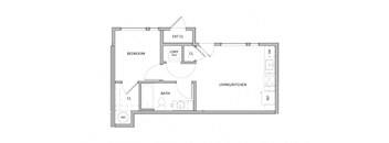 Ash and River 1 Bed 1 Bath A Floor Plan