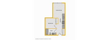The Rise on Madison Apartments 2D Floorplan - 1 bed 1 D bath open 60
