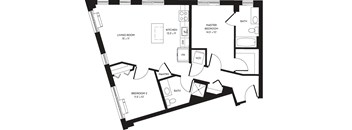 A black and white image of a house floor plan.