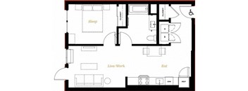 The George Besaw Apartments 1 Bedroom A Floor Plan