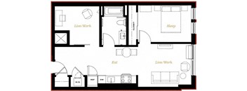 The George Besaw Apartments 1 Bedroom C Floor Plan