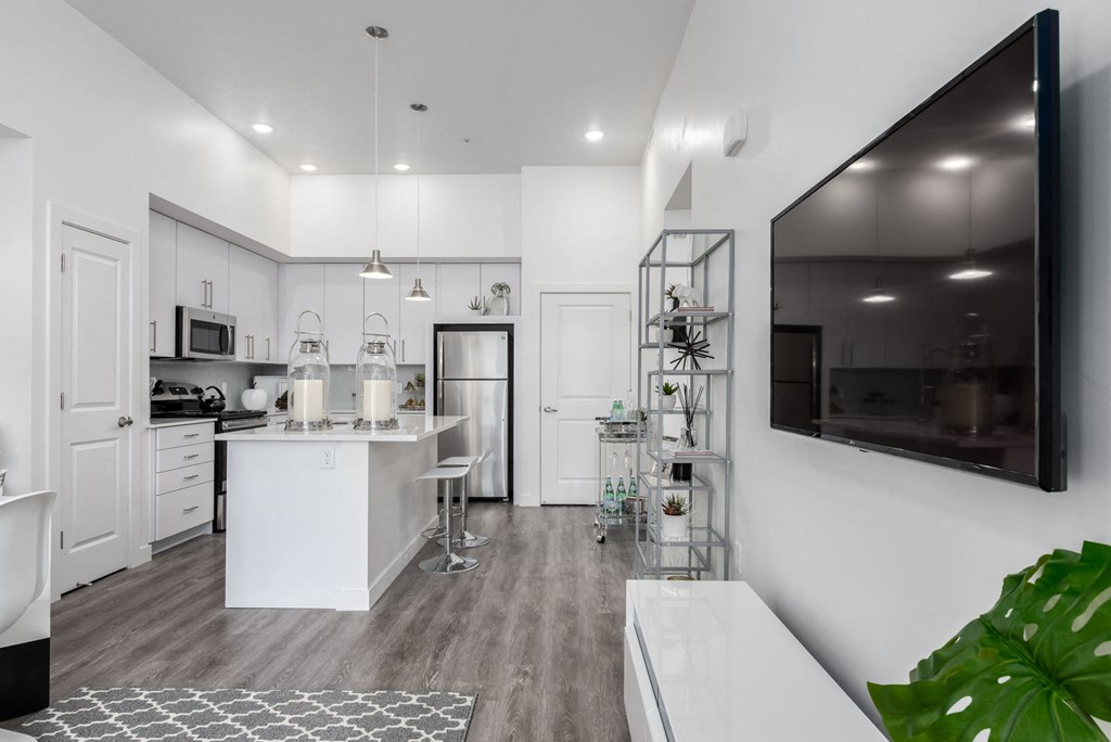 Rockpoint Apartments Kitchen and Living Room Television
