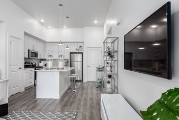 Rockpoint Apartments Kitchen and Living Room Television - Photo Gallery 3