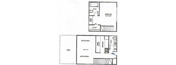 Ventana Apartments and Townhomes 1x1.5 Townhome Floor Plan