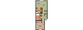 Rose Lane Apartments 1 Bed 1 Bath Floor Plan