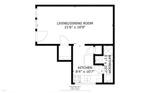 Creekside Apartments Studio 2D Floor Plan