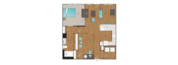 Main Street Flats Apartments 1x1 + Den Floor Plan