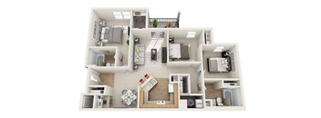 Quail Village Apartments 3 Bed 3 Bath Floor Plan