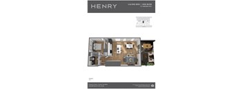 Henry Apartments 1 Bedroom 1 Bath D 3D Floor Plan