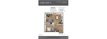 Henry Apartments 1 Bedroom 1 Bath E 3D Floor Plan