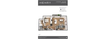 Henry Apartments 1 Bedroom 1 Bath F 3D Floor Plan