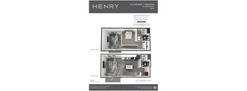 Henry Apartments 1 Bedroom 1 Bath with Loft 3D Floor Plan
