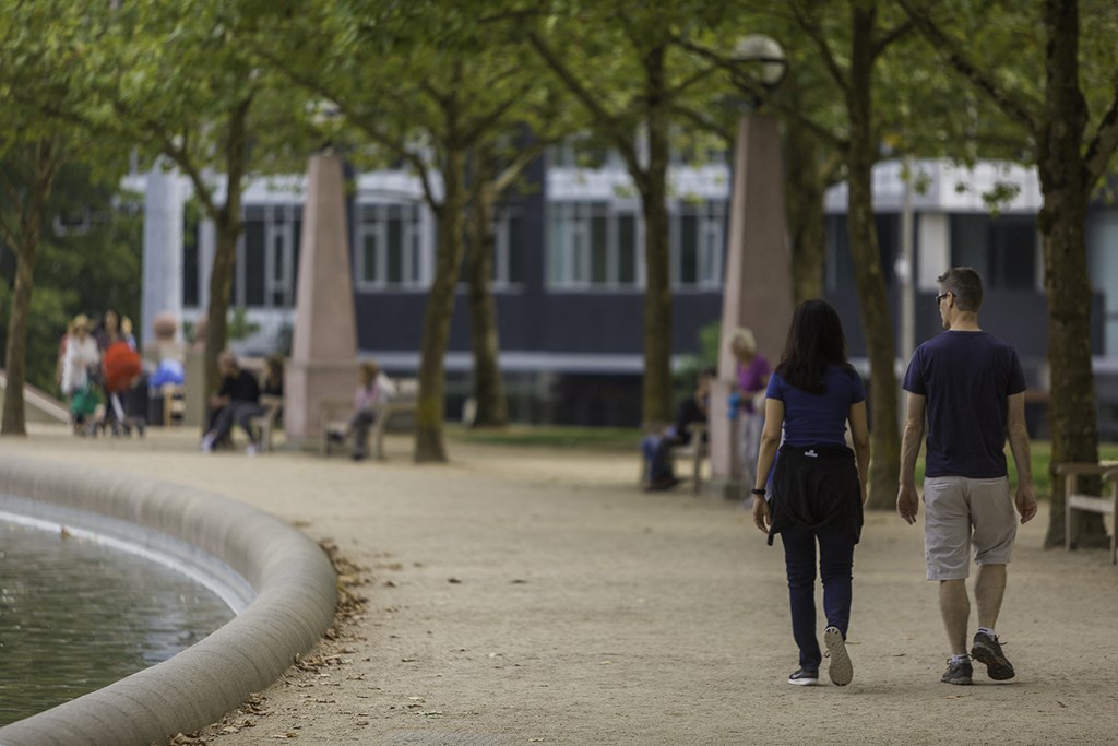 12 Central Square Walking by Lake