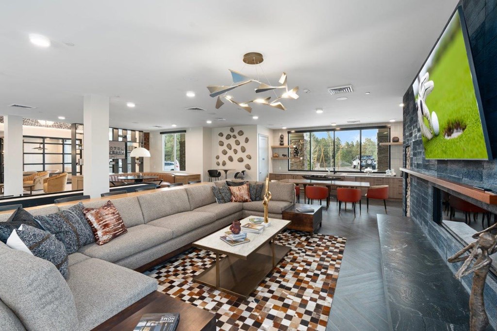 Clubhouse with seating area and large TV