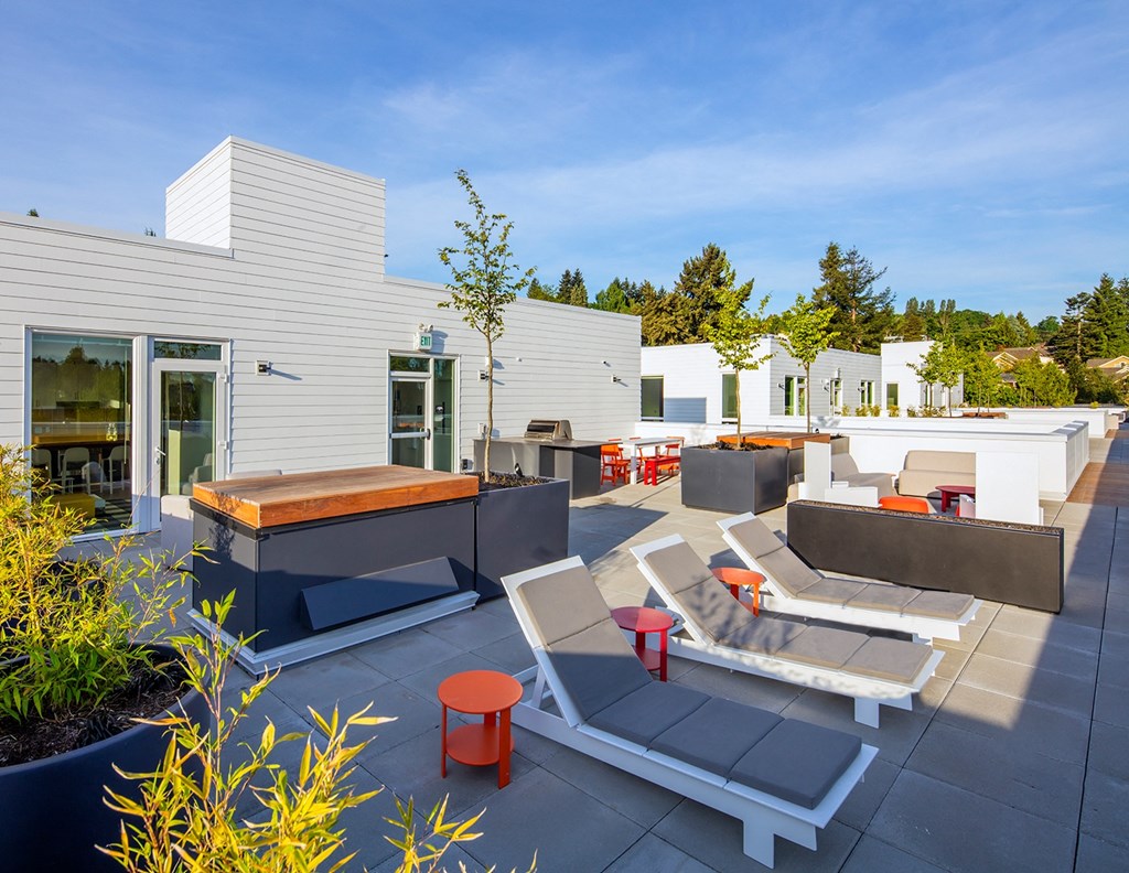 Henry Apartments Rooftop with Grills and Lounge Chairs