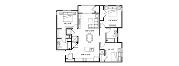 A black and white image of a floor plan for a house.