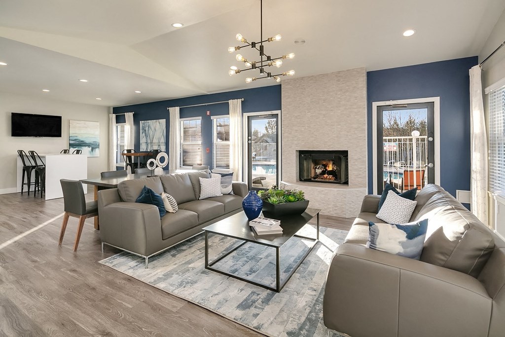 Keyway Apartments in Port Orchard, Washington Clubhouse Lounge with Fireplace