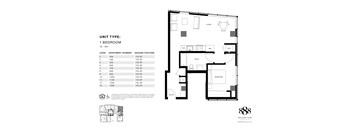 A floor plan for a 1 bedroom apartment with a detailed breakdown of square footage by level.