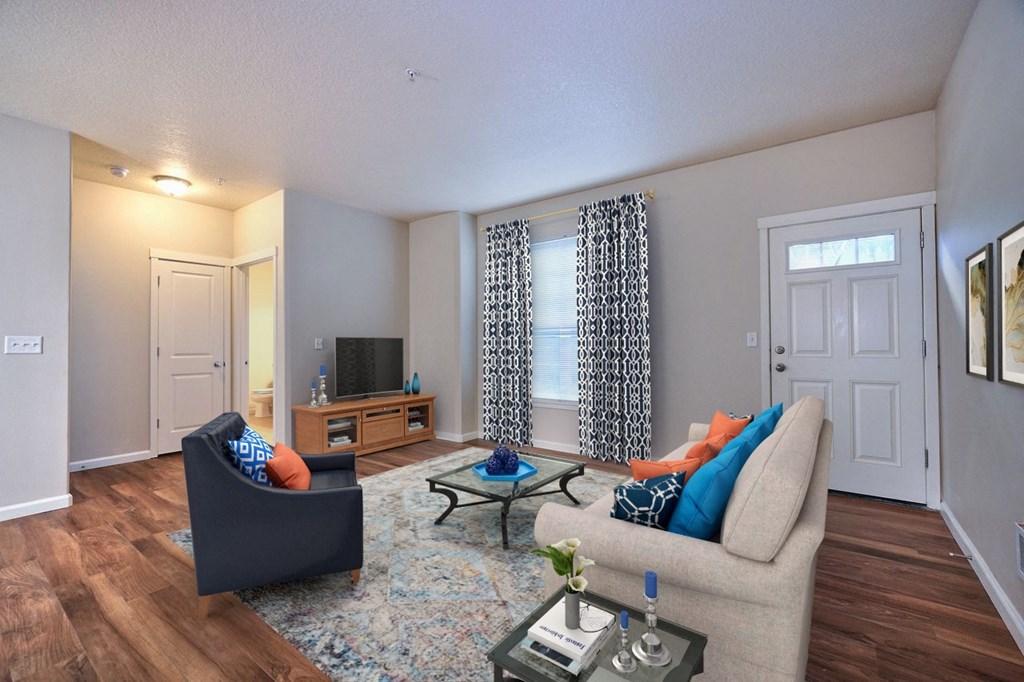 Washougal, WA Lookout at the Ridge Apartments staged living room in one-bedroom