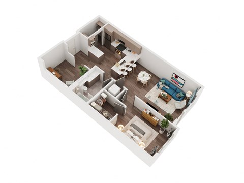 Voda Apartments 3D Floorplan 1D-1